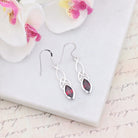 Hepburn and Hughes Garnet Gemstone Earrings | Celtic Oval | Capricorn Gift | Sterling Silver