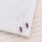 Hepburn and Hughes Garnet Gemstone Earrings | Celtic Oval | Capricorn Gift | Sterling Silver