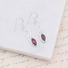 Hepburn and Hughes Garnet Gemstone Earrings | Celtic Oval | Capricorn Gift | Sterling Silver