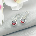 Hepburn and Hughes Garnet Gemstone Earrings | Circular | Aquarius Gift | Sterling Silver