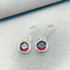 Hepburn and Hughes Garnet Gemstone Earrings | Circular | Aquarius Gift | Sterling Silver