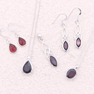 Hepburn and Hughes Garnet Gemstone Earrings | Teardrop | January Gift | Sterling Silver