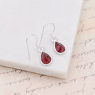 Hepburn and Hughes Garnet Gemstone Earrings | Teardrop | January Gift | Sterling Silver