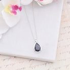 Hepburn and Hughes Garnet Gemstone Pendant | Faceted Teardrop Stone | January Birthstone | Sterling Silver