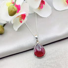 Hepburn and Hughes Garnet Gemstone Pendant | Teardrop | January Birthstone | Sterling Silver