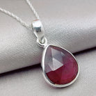 Hepburn and Hughes Garnet Gemstone Pendant | Teardrop | January Birthstone | Sterling Silver