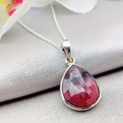 Hepburn and Hughes Garnet Gemstone Pendant | Teardrop | January Birthstone | Sterling Silver