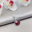 Hepburn and Hughes Garnet Gemstone Pendant | Teardrop | January Birthstone | Sterling Silver