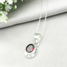 Hepburn and Hughes Garnet Pendant | Deep Set Oval | January Gift | Sterling Silver