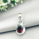 Hepburn and Hughes Garnet Pendant | Deep Set Oval | January Gift | Sterling Silver