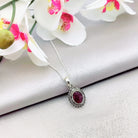 Hepburn and Hughes Garnet Pendant | Ornate Oval | 2nd anniversary gift | Sterling Silver