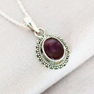 Hepburn and Hughes Garnet Pendant | Ornate Oval | 2nd anniversary gift | Sterling Silver