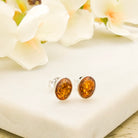 Hepburn and Hughes Genuine Baltic Amber Earrings | November Gift | Studs | Sterling Silver