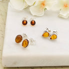 Hepburn and Hughes Genuine Baltic Amber Earrings | November Gift | Studs | Sterling Silver