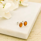 Hepburn and Hughes Genuine Baltic Amber Earrings | November Gift | Studs | Sterling Silver