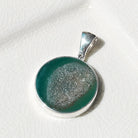 Hepburn and Hughes Green Agate Pendant | 25mm Circle | Gemini Gemstone | Sterling Silver