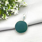 Hepburn and Hughes Green Agate Pendant | 25mm Circle | Gemini Gemstone | Sterling Silver