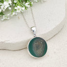 Hepburn and Hughes Green Agate Pendant | 25mm Circle | Gemini Gemstone | Sterling Silver