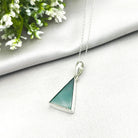 Hepburn and Hughes Green Agate Pendant | Triangle Gemstone Necklace | Gemini Gift | Sterling Silver