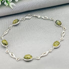 Hepburn and Hughes Green Amber Bracelet | 5 Ovals | Sterling Silver