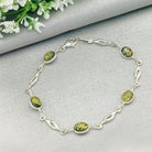 Hepburn and Hughes Green Amber Bracelet | 5 Ovals | Sterling Silver