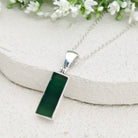 Hepburn and Hughes Green Natural Agate Pendant in Sterling Silver | May birthstone and Gemini Gift