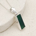 Hepburn and Hughes Green Natural Agate Pendant in Sterling Silver | May birthstone and Gemini Gift