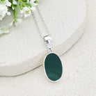 Hepburn and Hughes Green Natural Agate Pendant in Sterling Silver | May birthstone and Gemini Gift