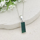 Hepburn and Hughes Green Natural Agate Pendant in Sterling Silver | May birthstone and Gemini Gift