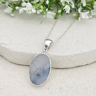 Hepburn and Hughes Grey Natural Agate Pendant in Sterling Silver | May birthstone and Gemini Gift