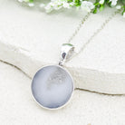 Hepburn and Hughes Grey Natural Agate Pendant in Sterling Silver | May birthstone and Gemini Gift
