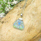 Hepburn and Hughes Hand Painted Sea Glass Pendant | Forget-me-nots | Sterling Silver