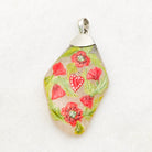 Hepburn and Hughes Hand Painted Sea Glass Pendant | Hearts and Flowers | Sterling Silver