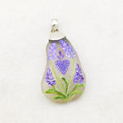 Hepburn and Hughes Hand Painted Sea Glass Pendant | Hearts and Flowers | Sterling Silver