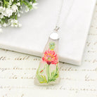 Hepburn and Hughes Hand Painted Sea Glass Pendant | Poppy | August birth flower | Sterling Silver