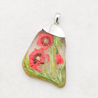 Hepburn and Hughes Hand Painted Sea Glass Pendant | Wild Poppy | 3 Options | Sterling Silver