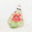 Hepburn and Hughes Hand Painted Sea Glass Pendant | Wild Poppy | 3 Options | Sterling Silver