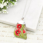 Hepburn and Hughes Hand Painted Sea Glass Pendant | Wild Poppy | 3 Options | Sterling Silver