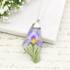 Hepburn and Hughes Hand Painted Sea Glass Pendant | Wildflowers | Botanical Gift | Sterling Silver