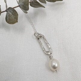 Dezanne Design Handmade Hammered Paperclip Pendant with Pearl Drop