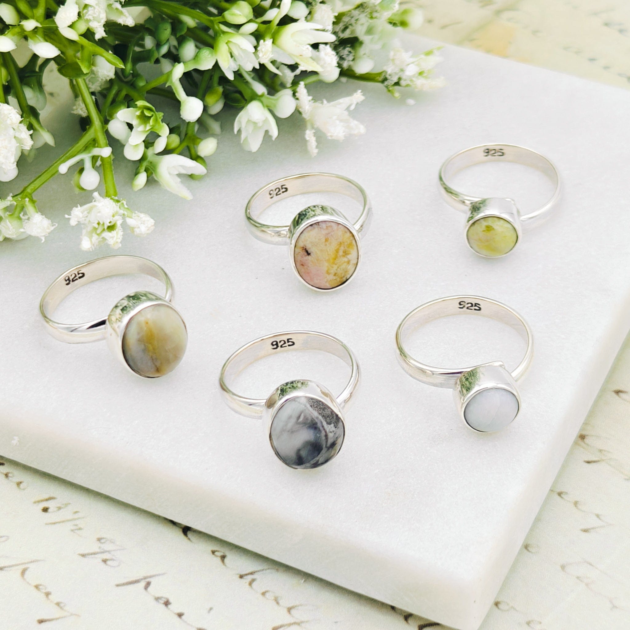 Hepburn and Hughes Isle of Skye Marble Adjustable Ring | Sterling Silver Scottish Heritage Jewellery