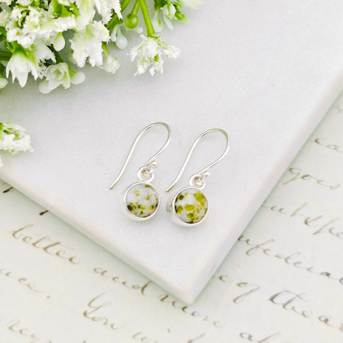 Hepburn and Hughes Isle of Skye Marble Earrings | Sterling Silver Drop Earrings | Scottish Gift