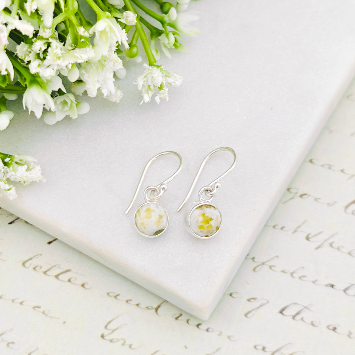 Hepburn and Hughes Isle of Skye Marble Earrings | Sterling Silver Drop Earrings | Scottish Gift