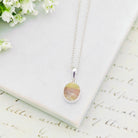 Hepburn and Hughes Isle of Skye Marble Pendant in Sterling Silver | Scottish Gift | 13mm Pink Tone Oval