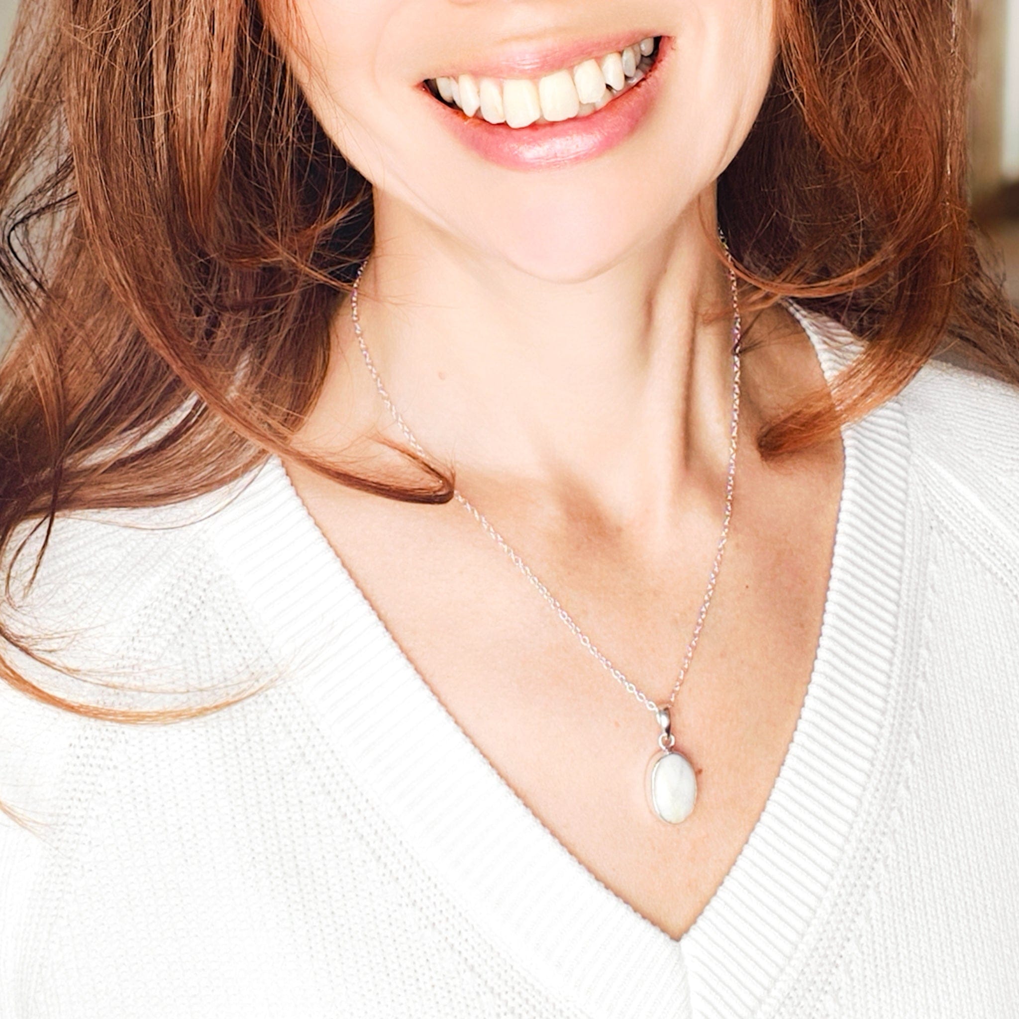 Hepburn and Hughes Isle of Skye Marble Pendant | Scotland Gift | 21mm Pale Green Stone | Sterling Silver