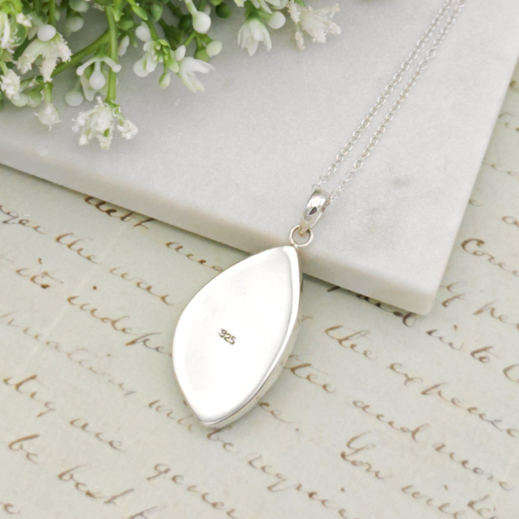 Hepburn and Hughes Isle of Skye Marble Pendant | Scotland Gift | 40mm Abstract | Sterling Silver