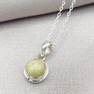 Hepburn & Hughes Isle of Skye Marble Pendant | Scotland Gift | 7mm Pale Green Stone | Sterling Silver