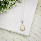 Hepburn & Hughes Isle of Skye Marble Pendant | Scotland Gift | Pale Green Stone | Sterling Silver