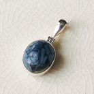 Hepburn and Hughes Isle of Skye Marble Pendant | Scottish Gift | 15mm Oval Grey Stone | Sterling Silver