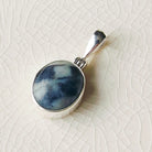 Hepburn and Hughes Isle of Skye Marble Pendant | Scottish Gift | 15mm Oval Grey Stone | Sterling Silver